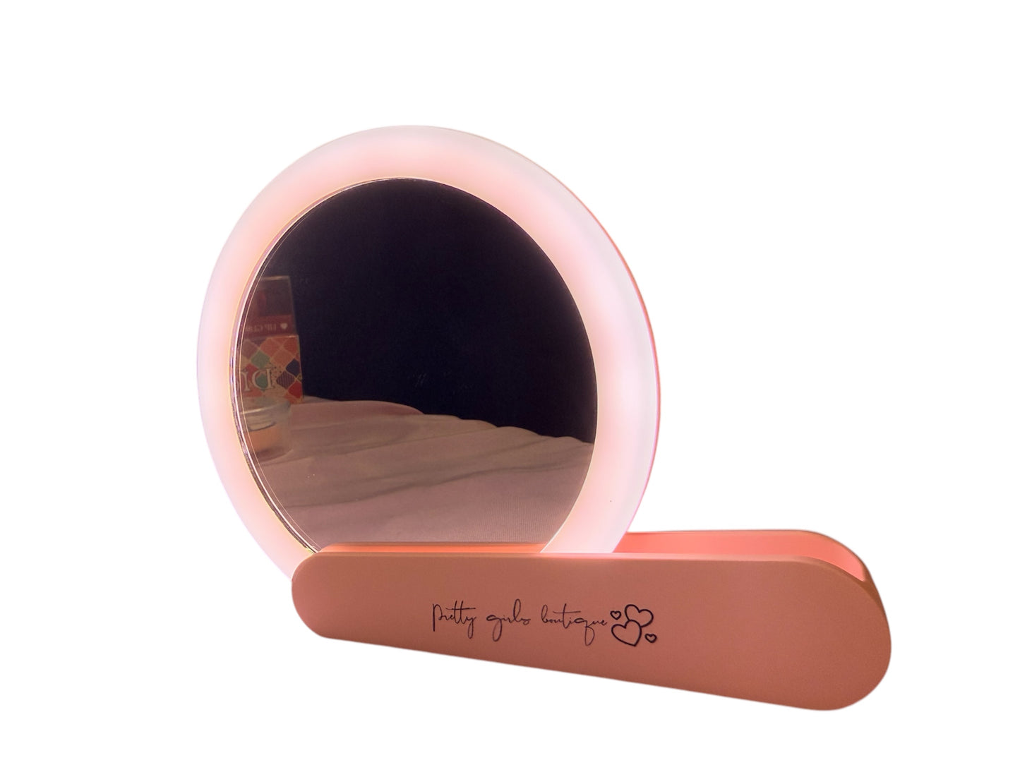 Handheld rotating LED makeup mirror 💗