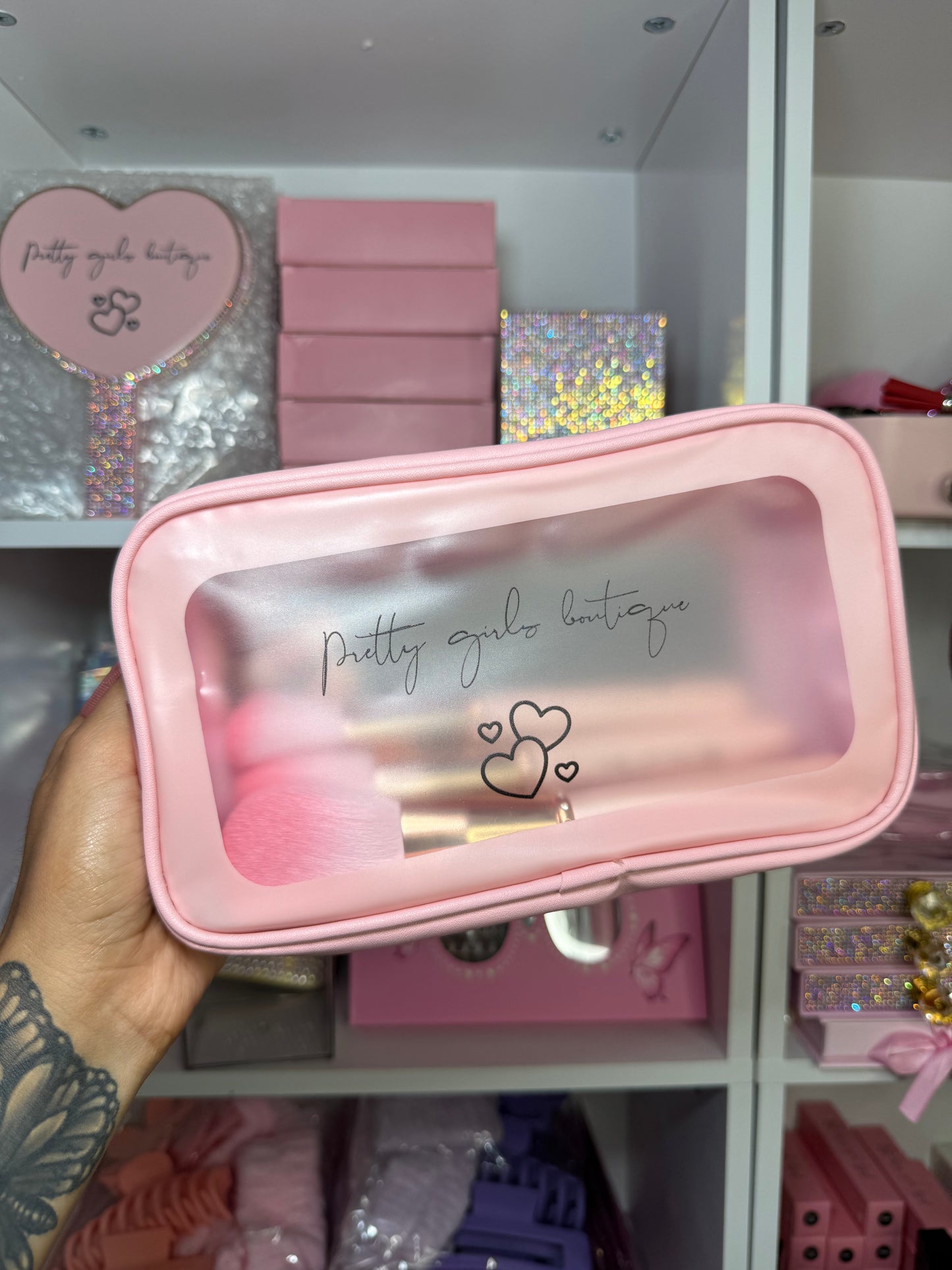Pink makeup brush set. Bag included 💗