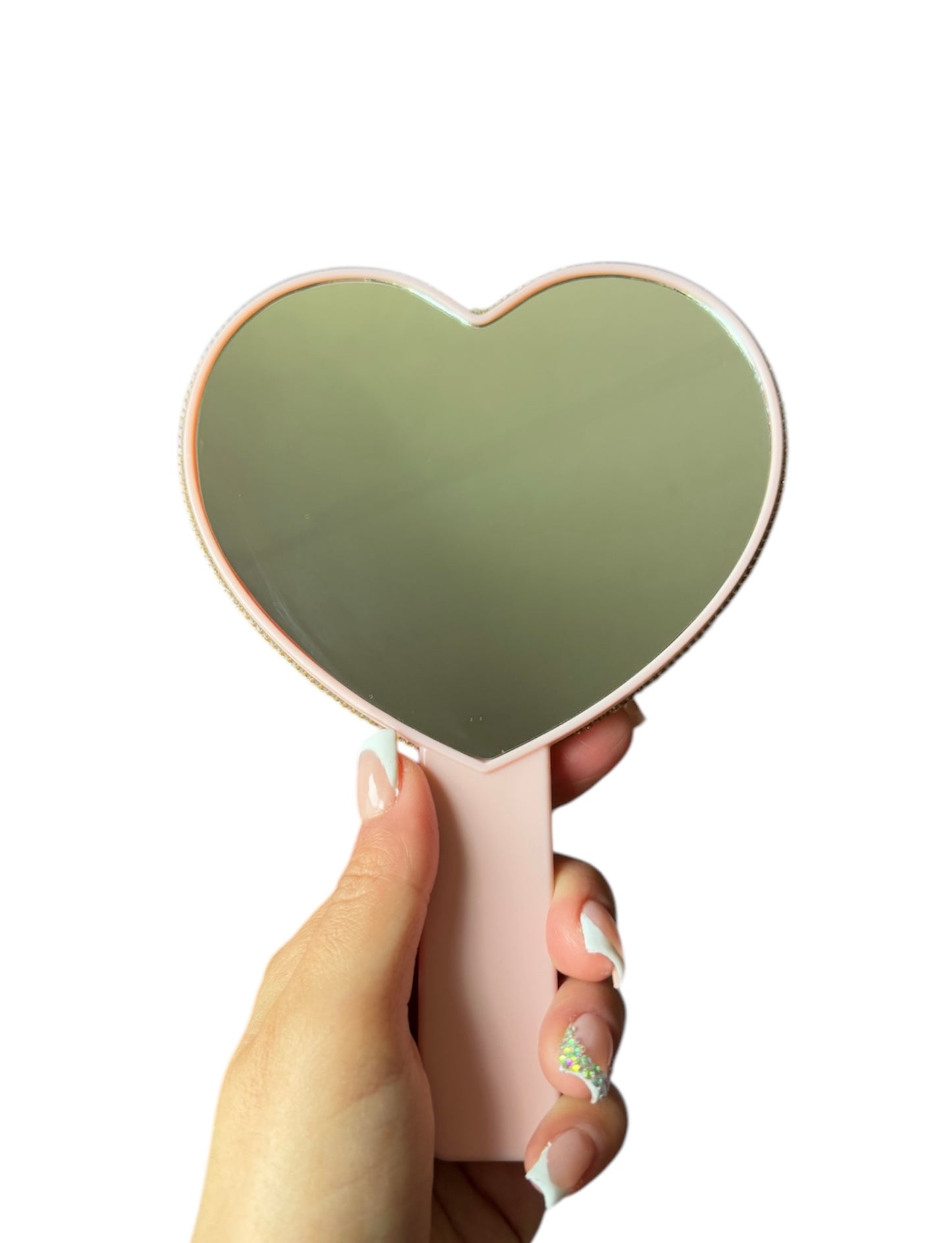 Heart bling handheld makeup mirror 💗