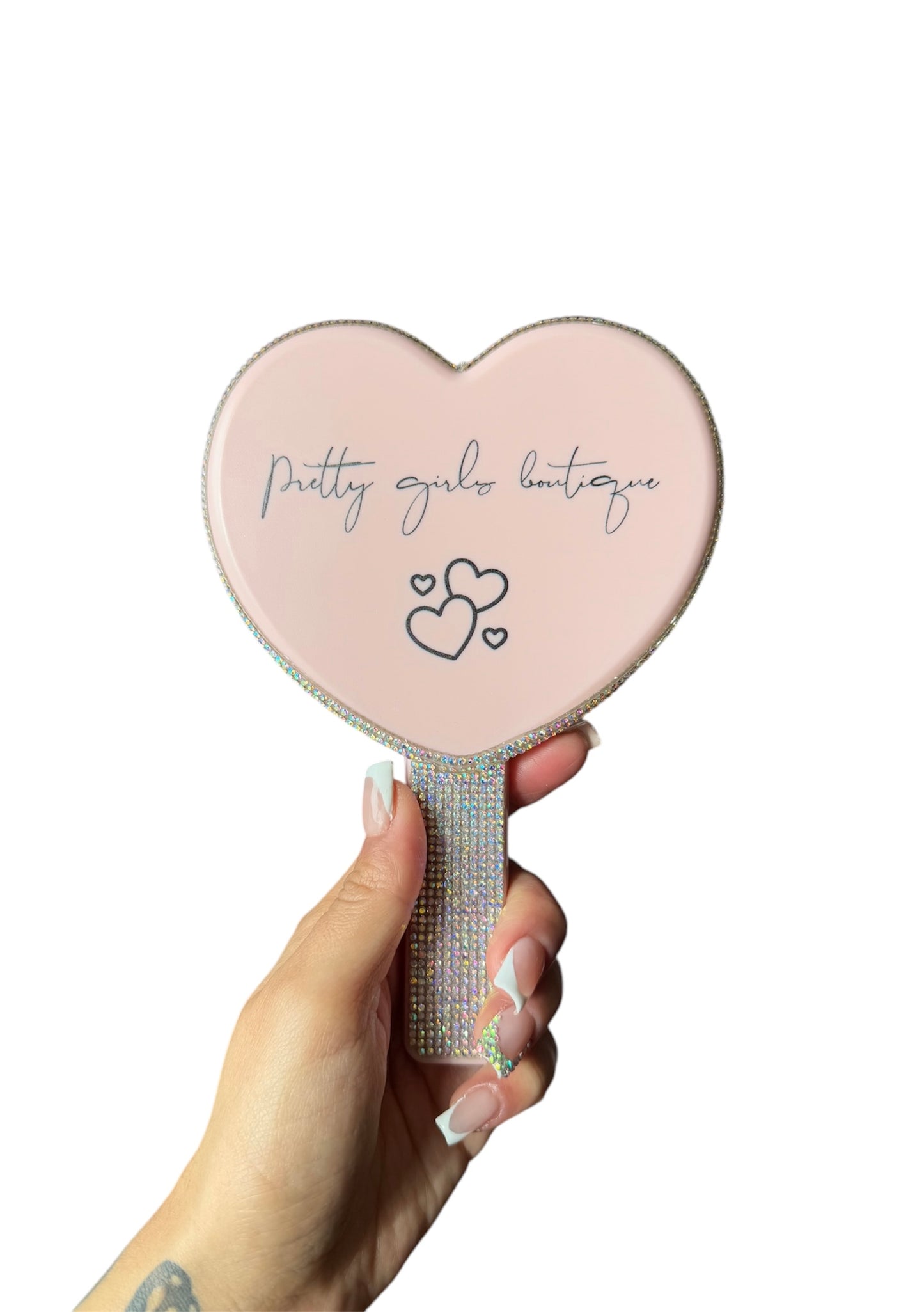 Heart bling handheld makeup mirror 💗